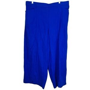 Penningtons Linen Blend Royal Blue Wide-leg Crop Pants Women Plus Size 20